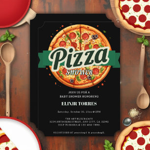 Modern Pizza Party Baby Shower Invitation