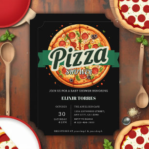 Modern Pizza Party Baby Shower Invitation