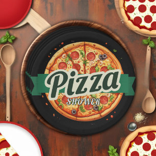 Modern Pizza Party Baby Shower Paper Plates