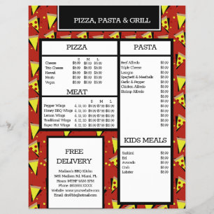 Modern Pizza Pasta Grill Restaurant Spaghetti Menu Flyer
