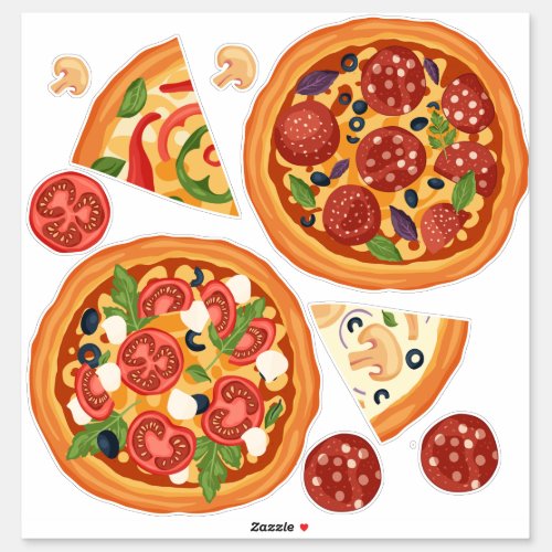 Modern Pizza Pepperoni Food Fun Sticker