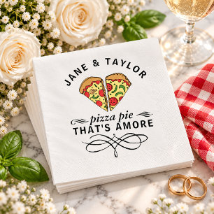 Modern Pizza Pie That's Amore Add Names Wedding Paper Napkins