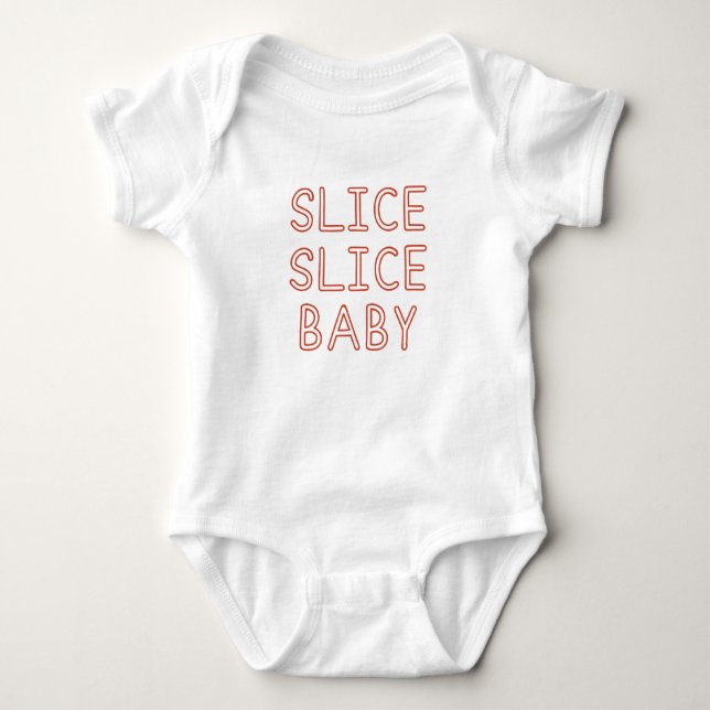 Modern Pizza Slice Slice Baby First Birthday  Baby Bodysuit (Front)