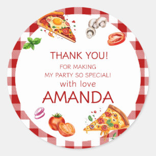 Modern Pizza Thank You Birthday Classic Round Sticker