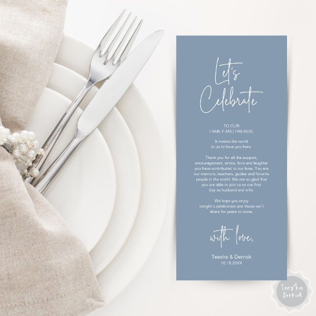Modern Place Setting Dinner Party Thank You Card (Modern Wedding Place Setting Dinner Party Thank You Card in Dusty Blue)