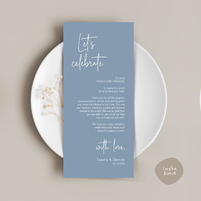 Modern Place Setting Dinner Party Thank You Card (Modern Place Setting Dinner Party Thank You Card, Classy Contemporary, Dusty Blue)