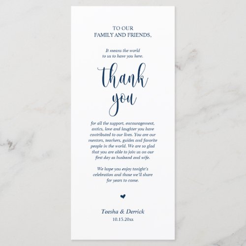 Modern Place Setting Thank You Navy Blue Card