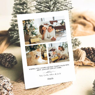 Modern Plaid 4 Photo Christmas Holiday Card