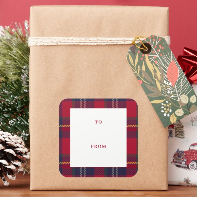 Modern Plaid Christmas Gift Tag  (Holiday)