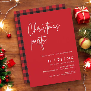 Modern Plaid Christmas Party Dinner Invitation