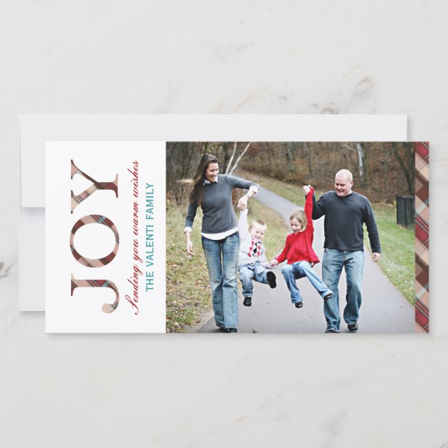 Modern Plaid Christmas Photo Cards (Front)