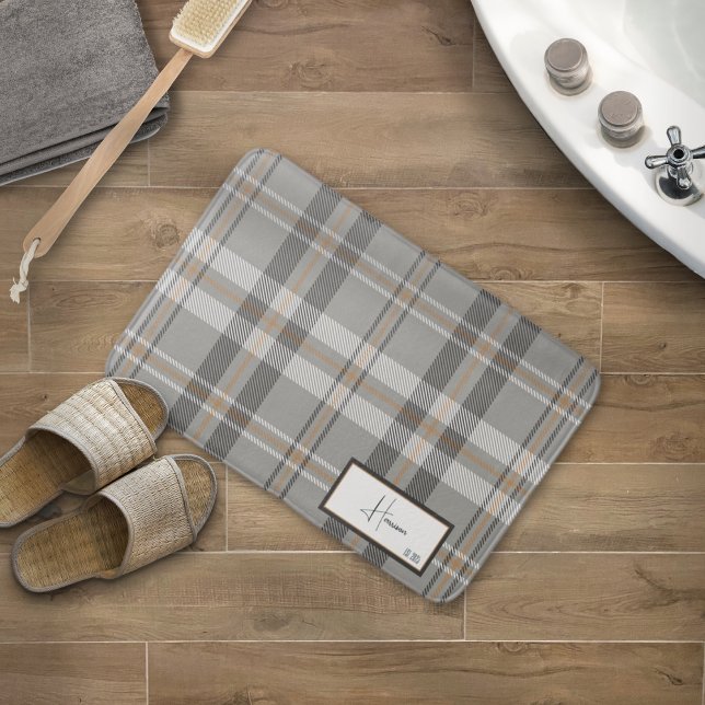 Modern Plaid Cloud Gray Bath Mat (Creator Uploaded)