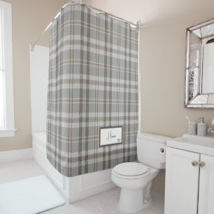 Modern Plaid Cloud Gray Shower Curtain