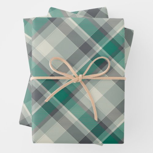 Modern Plaid Gingham Merry Christmas Holiday Wrapping Paper Sheets