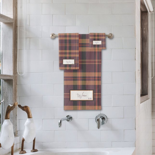 Modern Plaid Heather Bath Towel Set (Creator Uploaded)