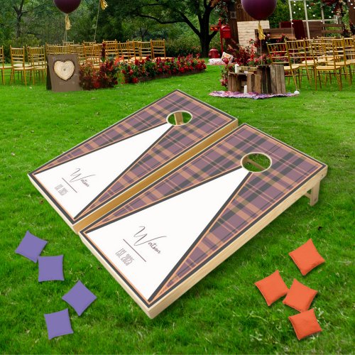 Modern Plaid Heather Triangle Cornhole Set