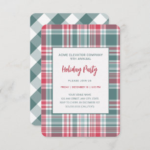 Modern Plaid Holiday Party Invitation
