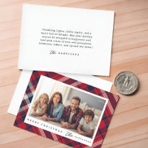 Modern Plaid Merry Christmas Custom Family Photo