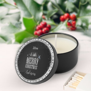 Modern Plaid Merry Christmas Tree Soy Wax Mini Candle Favors