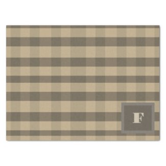 Modern Plaid Monogram Brown Beige