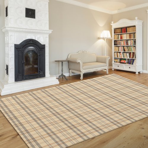 Modern Plaid Parchment Large Area Rug