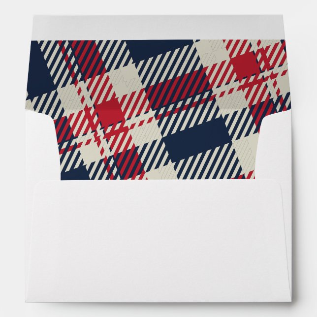 Modern Plaid Pattern Christmas Custom Holiday Envelope (Back (Bottom))