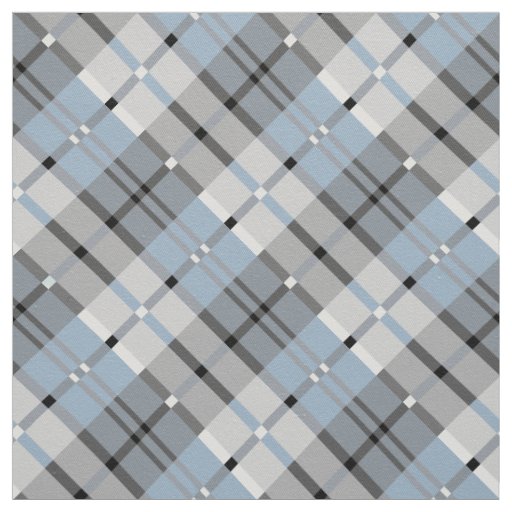 Modern Plaid Pattern Light Blue and Grey Fabric