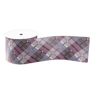 Modern Plaid Pattern Plum and Lavender Grosgrain Ribbon