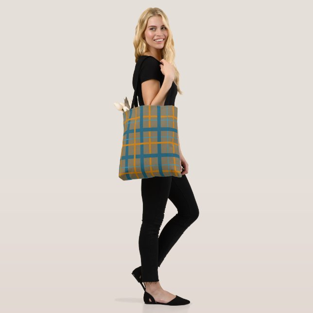 Modern Plaid Pattern Tote Bag (On Model)