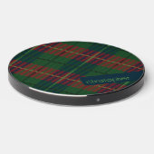 Modern Plaid Pattern with Custom Name Wireless Charger (Front 2)