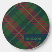 Modern Plaid Pattern with Custom Name Wireless Charger (Front)
