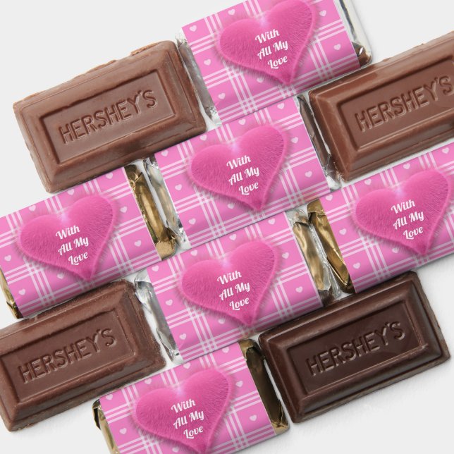 Modern Plaid Pink Heart Collection Hershey's Miniatures (Assorted)