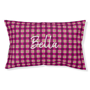 Modern Plaid Pink Purple Checkered  Pet Bed