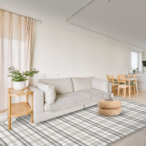 Modern Plaid Porcelain White Large Area Rug