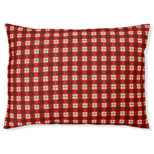 Modern Plaid Red Checkered Outdoor Pet Bed