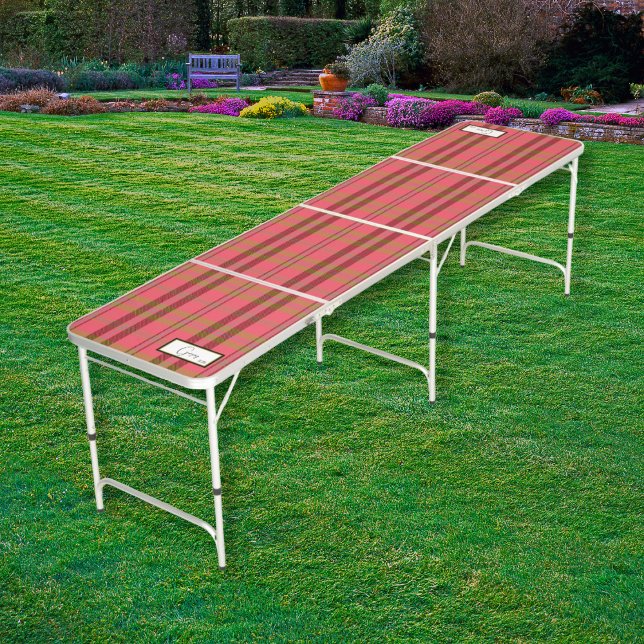 Modern Plaid Rouge Pink Beer Pong Table (Creator Uploaded)