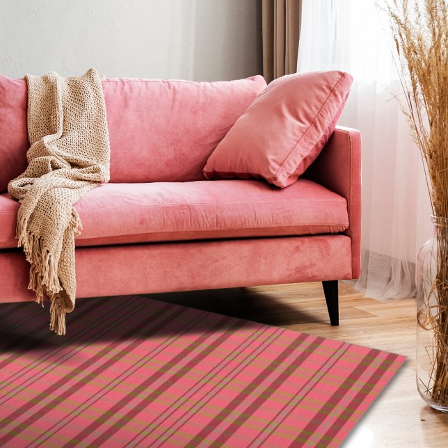 Modern Plaid Rouge Pink Large Area Rug (Creator Uploaded)