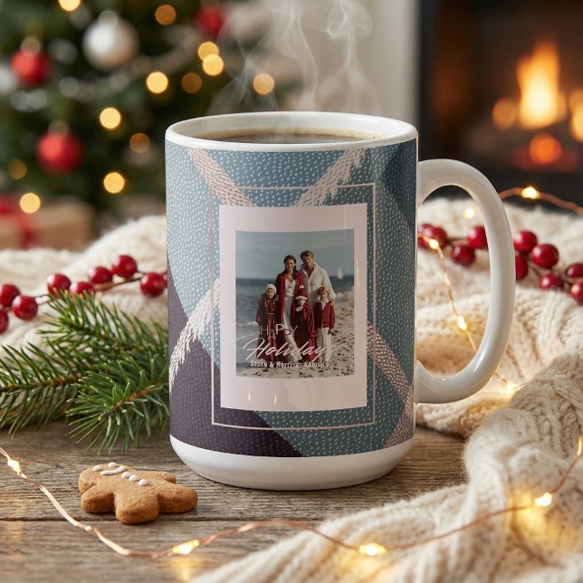 Modern Plaid Rustic Photo Christmas coffee mug (Creator Uploaded)