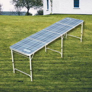 Modern Plaid Sky Blue Beer Pong Table