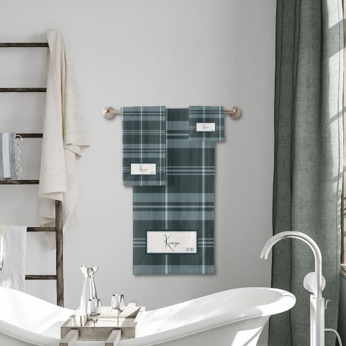 Modern Plaid Storm Gray Bath Towel Set
