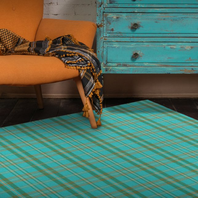 Modern Plaid Turquoise Large Area Rug (Creator Uploaded)