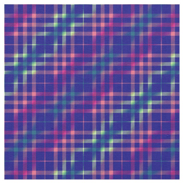Modern Plaid Unisex Muted Rainbow Pattern Pride Fabric (Close Up)