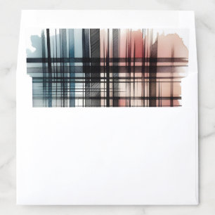 Modern Plaid Watercolor Geometric Invitation Party Envelope Liner