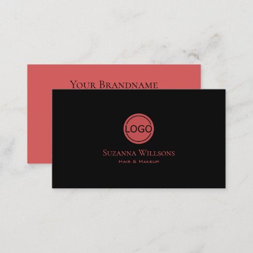 Modern Plain Black and Indian Red with Logo Simply Business Card