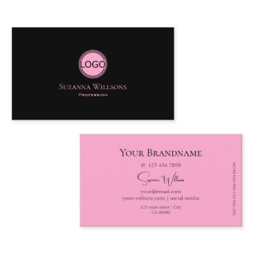 Modern Plain Black and Pink with Logo Professional Business Card Modern Plain Black and Pink with Logo Professional Business Card