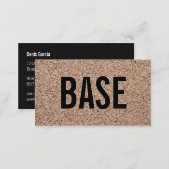 Modern Plain Black Cool Cork Texture Art Minimal Business Card by busied at Zazzle