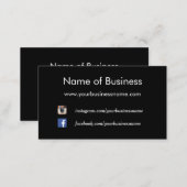 Modern Plain Black Social Media Websites Business Card (Front/Back)