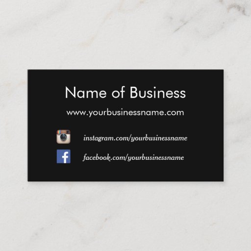 Customizable Modern Plain Black Social Media Websites Business Card Templates
