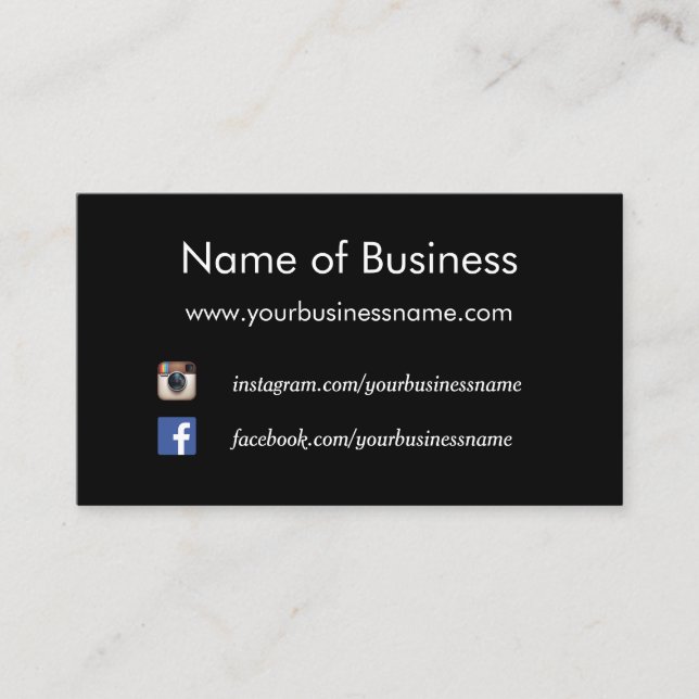 Modern Plain Black Social Media Websites Business Card (Front)