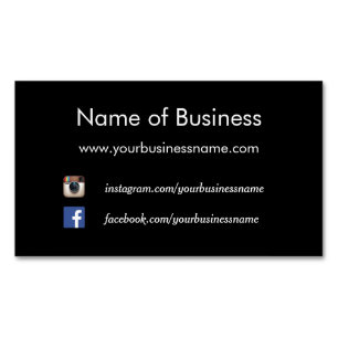 Modern Plain Black Social Media Websites Business Card Magnet